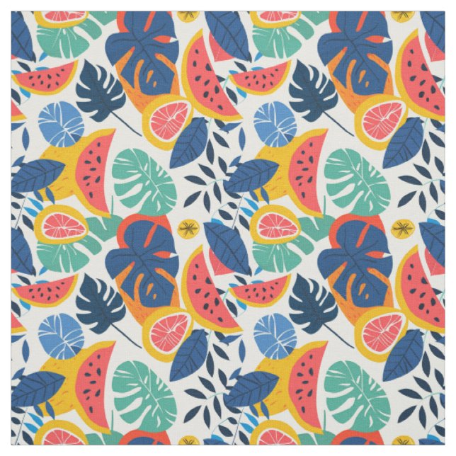 Tropical Watermelon & Pineapple Pattern Fabric (Swatch)