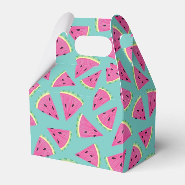 Tropical Watermelon Slices Pattern Favor Boxes (Front Side)