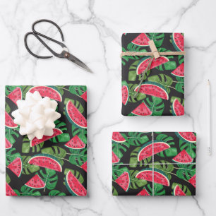 Tropical Watermelon Slices Pattern Summer Time Wrapping Paper Sheets