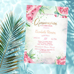 Tropical Watermelon Summer Quinceanera Invitation