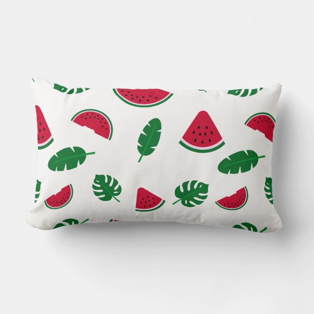 Tropical Watermelon Summer Seamless Pattern Lumbar Pillow (Front)