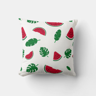Tropical Watermelon Summer Seamless Pattern Throw Pillow