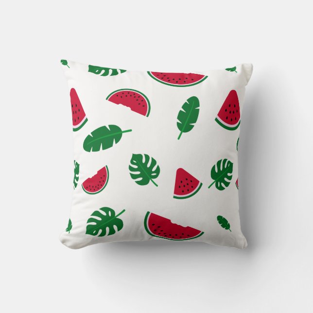 Tropical Watermelon Summer Seamless Pattern Throw Pillow (Front)