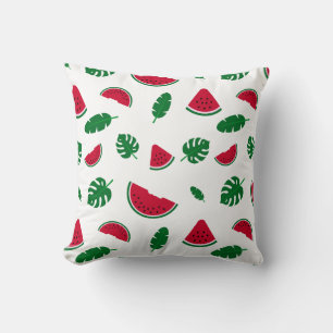 Tropical Watermelon Summer Seamless Pattern Throw Pillow