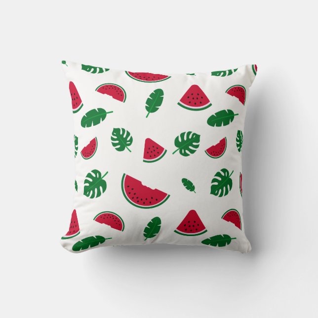 Tropical Watermelon Summer Seamless Pattern Throw Pillow (Front)