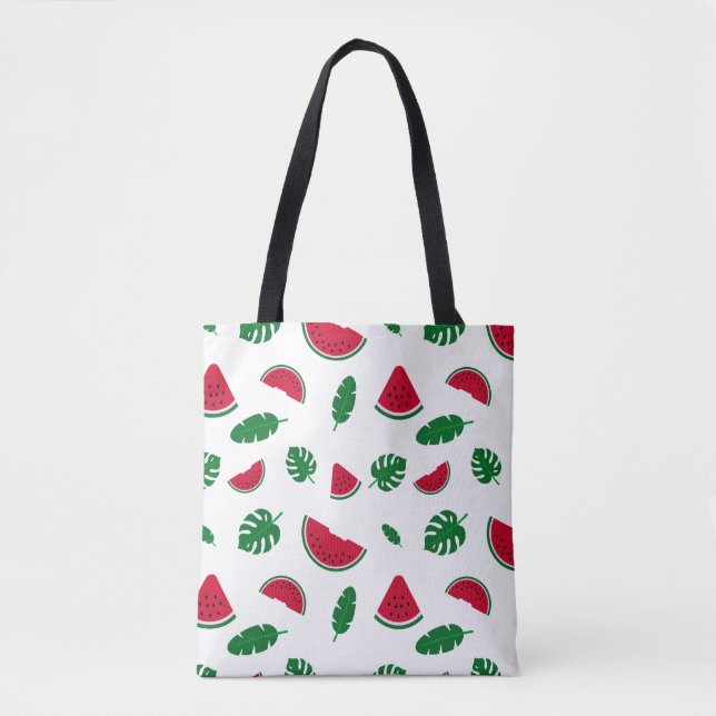 Tropical Watermelon Summer Seamless Pattern Tote Bag (Front)