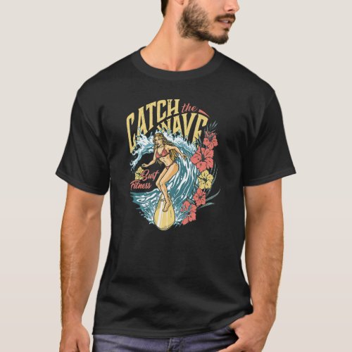 Tropical Wave Surfing Vacation For Surfers Graphic T_Shirt