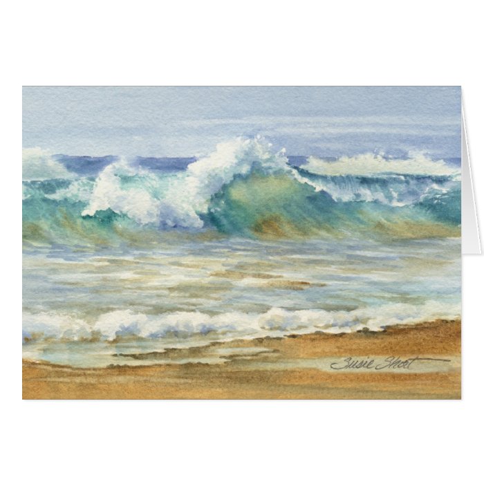 Tropical Wave Watercolor Greeting Card