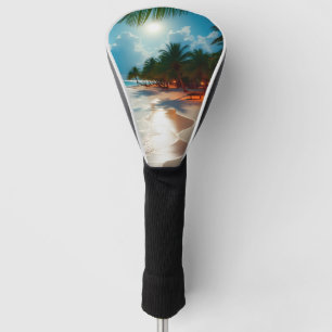 Tropical Waves Blue cloudy sky beach Golf Head Cover