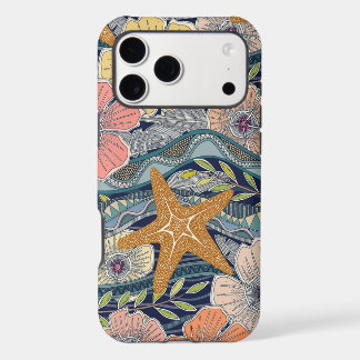 tropical waves navy iPhone 17 pro max case