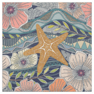 tropical waves navy fabric