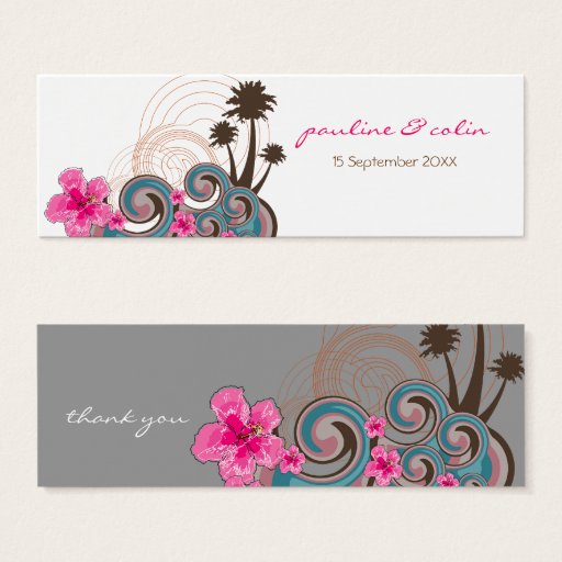 Customizable Tropical Waves &amp; Pink Hibiscus Thank You /Gift Tag Business Cards