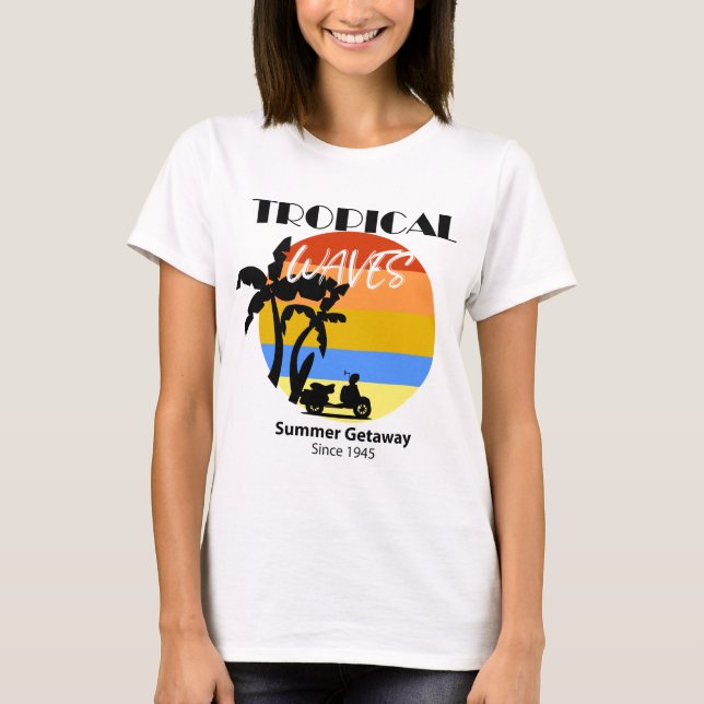 Tropical Waves Summer Beach Getaway T-Shirt (Front)