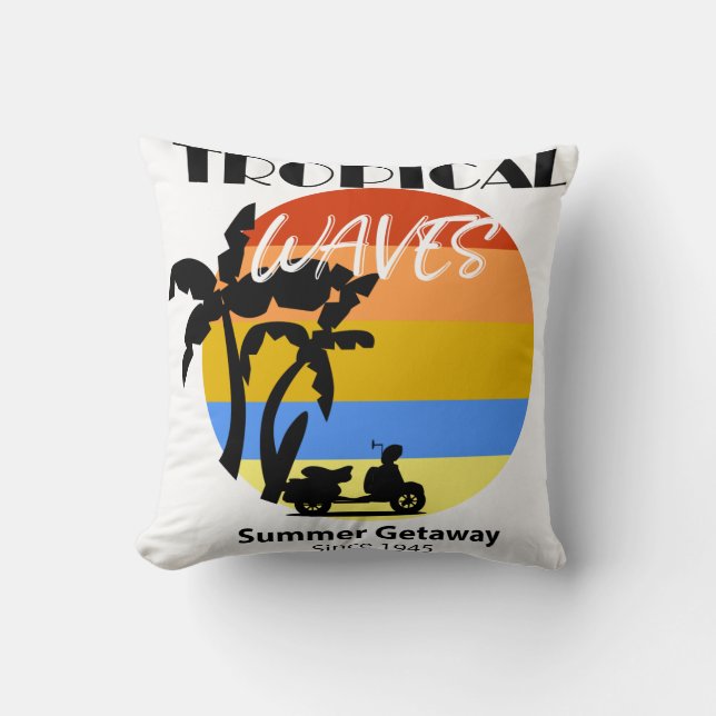 Tropical Waves Summer Beach Getaway Throw Pllow Throw Pillow (Front)