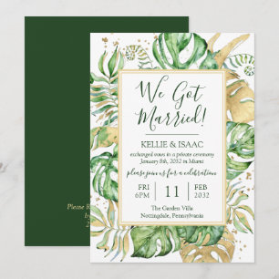 Tropical We Got Married Eloped Reception Party Invitation