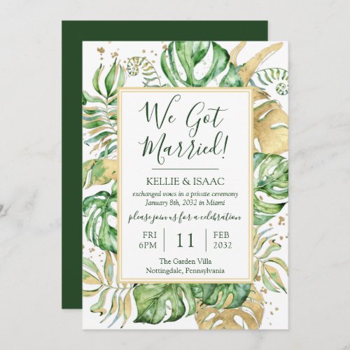 Tropical We Got Married Eloped Reception Party Invitation
