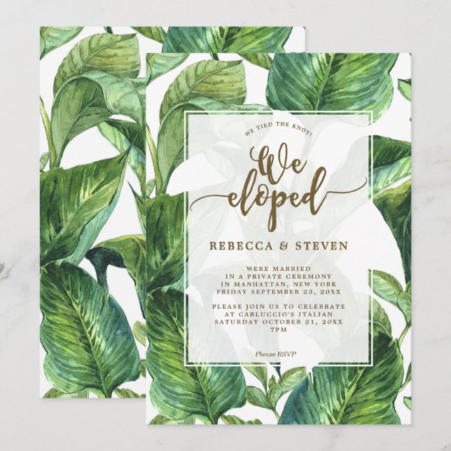 tropical we tied the knot we eloped invitation (Front/Back)