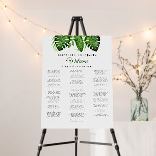 Tropical Wedding Alphabetical Seating Chart Foam Board