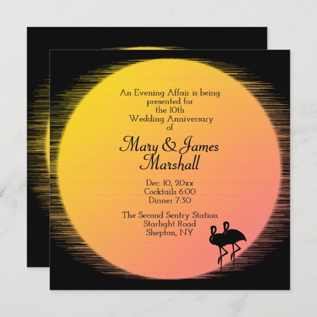 Tropical Wedding Anniversary Invitation (Front/Back)