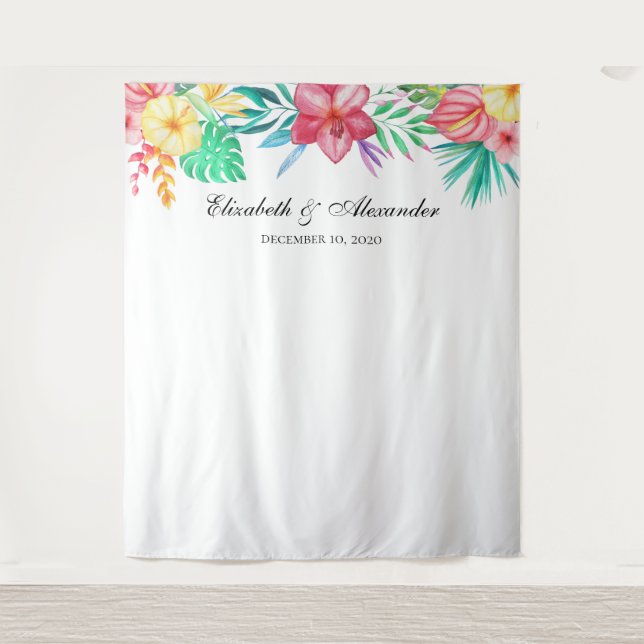 Tropical wedding backdrop. Exotic background Tapestry (Front)