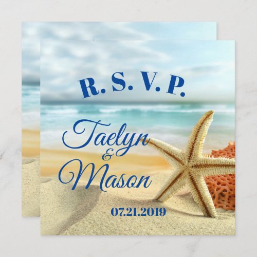 Tropical Wedding Beach Scene RSVP Card