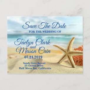 Tropical Wedding Beach Scene Save The Date Card