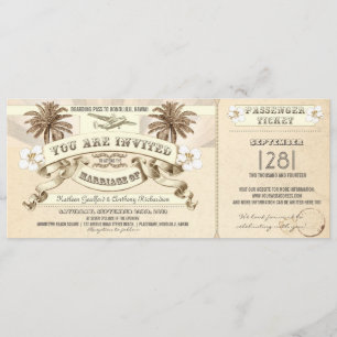 TROPICAL wedding boarding pass tickets invitations