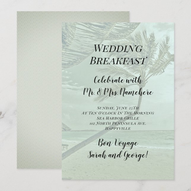 Tropical Wedding Breakfast Newlywed Send Off Invitation (Front/Back)