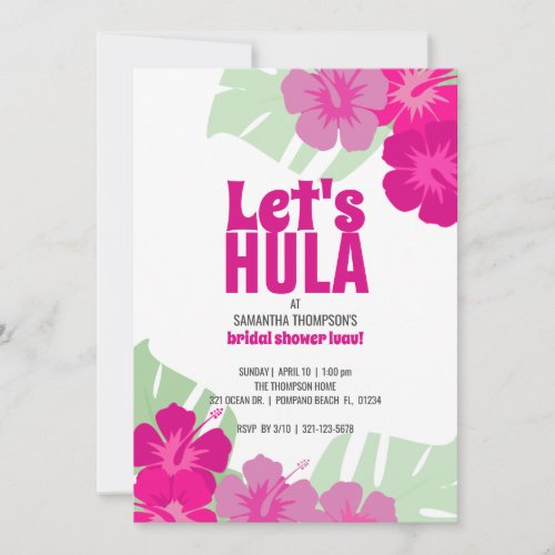 tropical wedding BRIDAL SHOWER pink luau Invitation