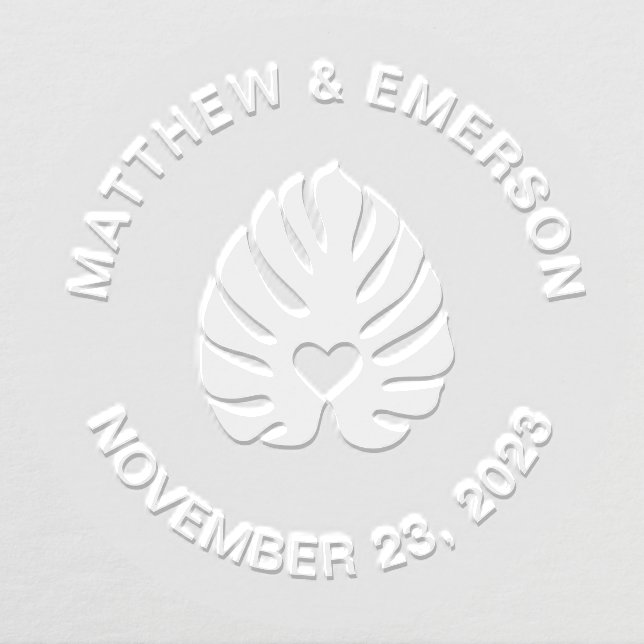 Tropical Wedding Couples Names with Date Embosser (Design)