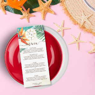 Tropical Wedding Destination Gold Compass Menu