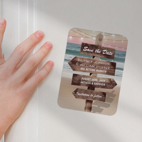 Tropical Wedding Destination Save The Date Magnet