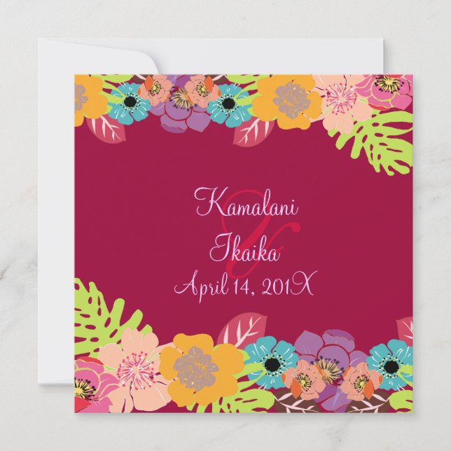 Tropical wedding diy background color invitation (Front)