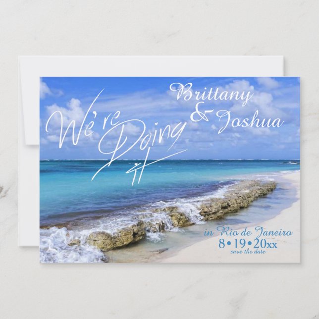 Tropical Wedding Doing it in Beach Resort Invitation (Front)