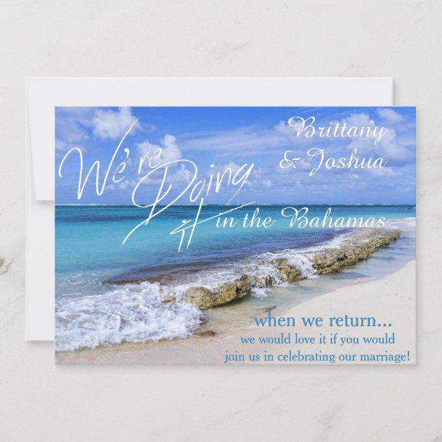 Tropical Wedding Doing it in the Bahamas Invitatio Invitation (Front)