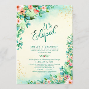 Tropical Wedding Elopement Reception Floral Invitation