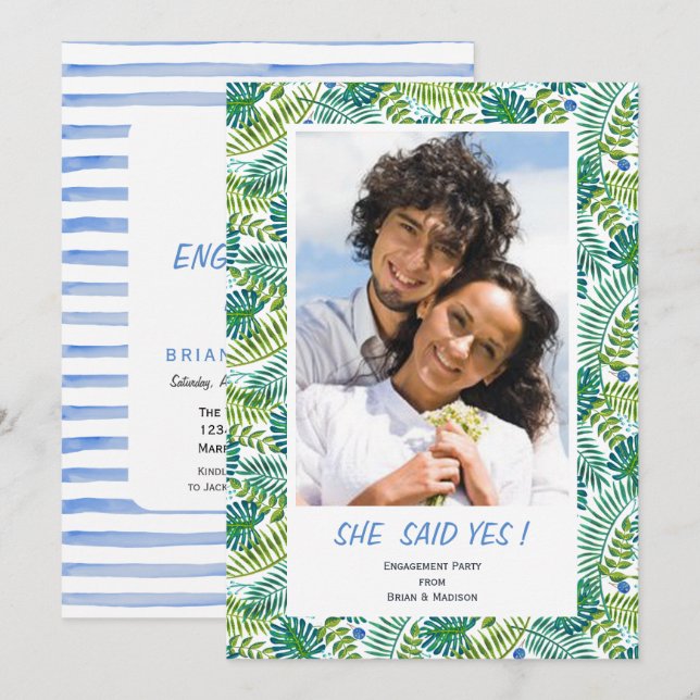 Tropical Wedding | Engagement Party | Photo Card (Front/Back)