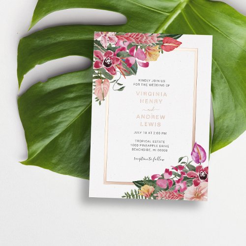 Tropical Wedding Foil Invitation
