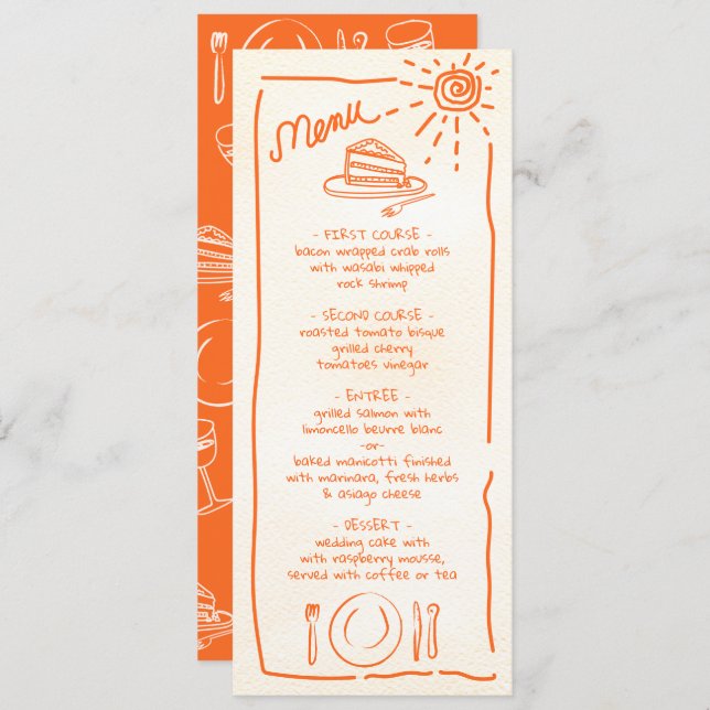 Tropical Wedding Funky Wedding Menu (Front/Back)