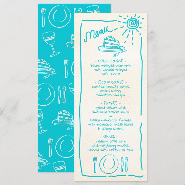 Tropical Wedding Funky Wedding Menu (Front/Back)
