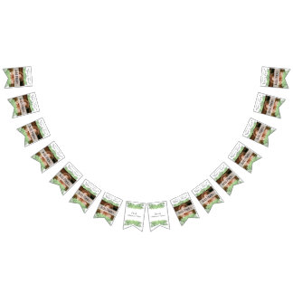 Tropical Wedding Green Palm Leaves White Photo Bunting Flags