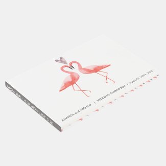 Tropical Wedding Guest book | watercolor flamingos