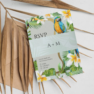 Tropical Wedding Hawaii Luau Beach Monogram Invitation Belly Band