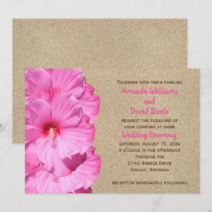 Tropical Wedding Invitation (beach sand & pink)
