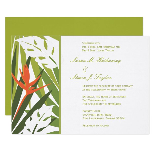 Tropical Wedding Invitation - Green And Orange