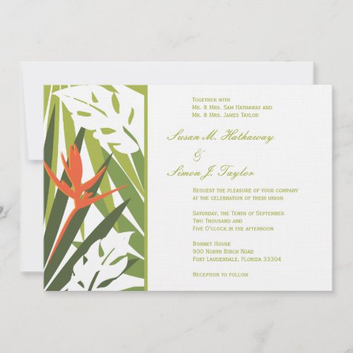 Tropical Wedding Invitation - Green and Orange