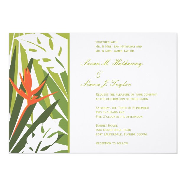 Tropical Wedding Invitation - Green And Orange