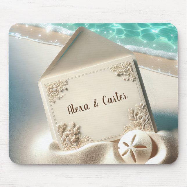 Tropical Wedding Invitation On a Beach Mouse Pad (Front)