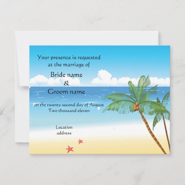 Tropical Wedding Invitations or beach party (Front)