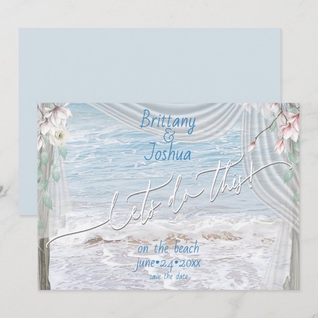 Tropical Wedding Lets Do This Beach Save the Date Invitation (Front/Back)
